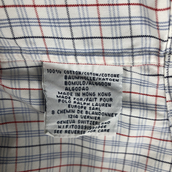Ralph Lauren POLO by Ralph Lauren YARMOUTH long-sleeved button-down check shirt, men's size L cotton white type Vintage Second Hand