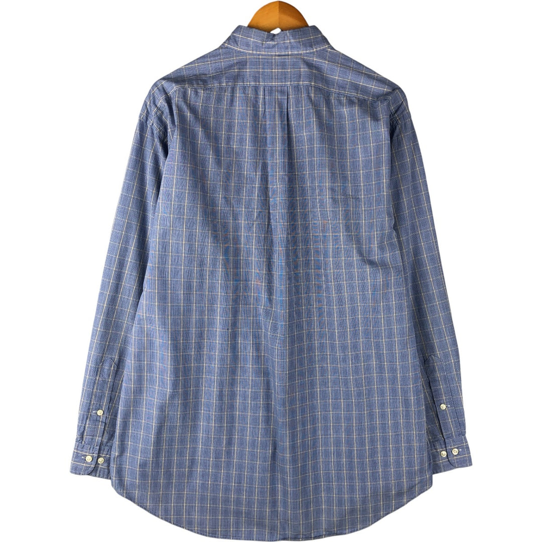 Ralph Lauren YARMOUTH Long Sleeve Button-Down Check Shirt, Men's Size L cotton blue type Vintage Second Hand