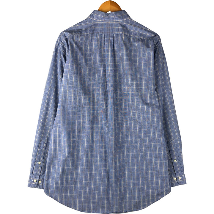 Ralph Lauren YARMOUTH Long Sleeve Button-Down Check Shirt, Men's Size L cotton blue type Vintage Second Hand