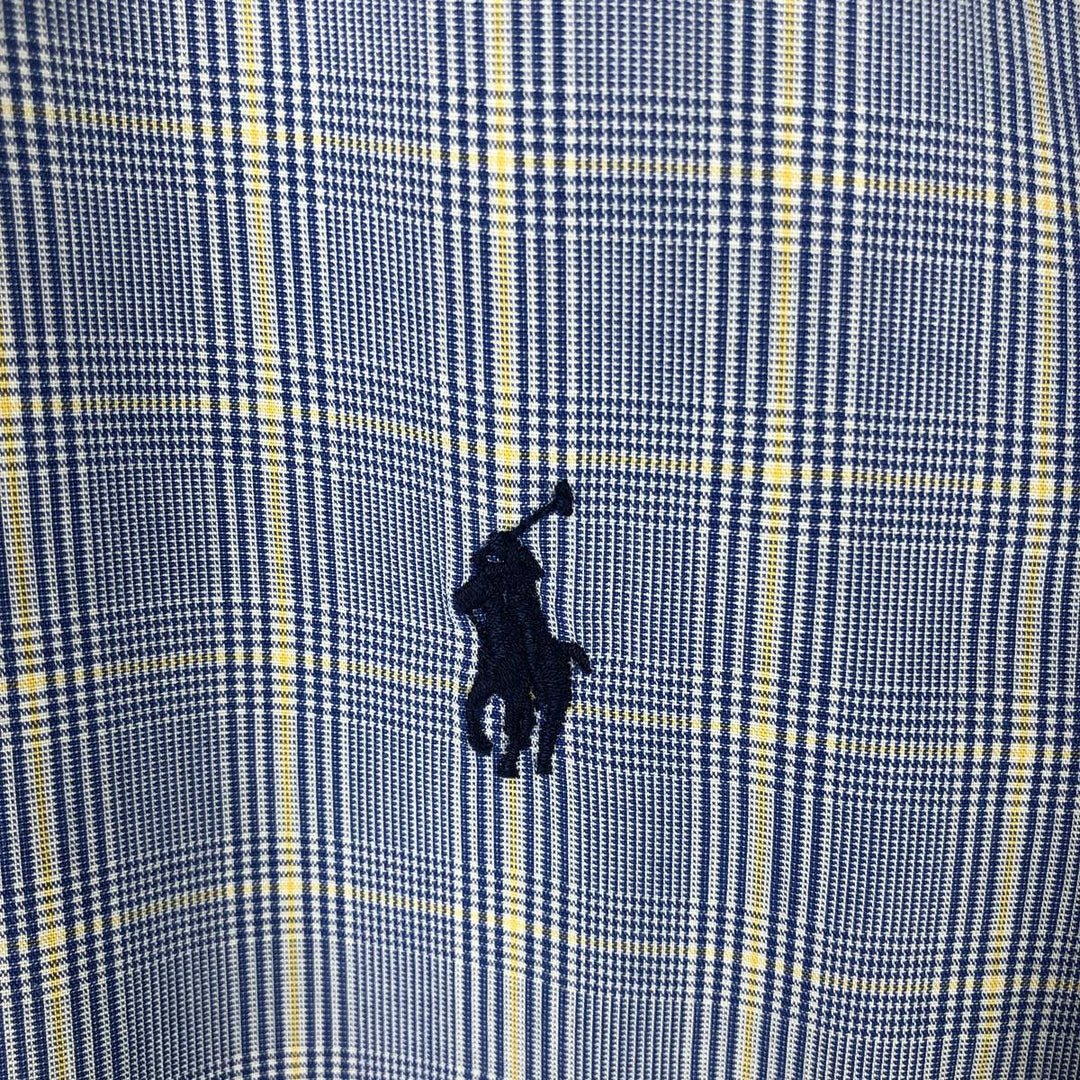 Ralph Lauren YARMOUTH Long Sleeve Button-Down Check Shirt, Men's Size L cotton blue type Vintage Second Hand