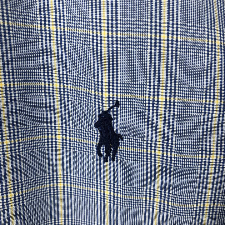 Ralph Lauren YARMOUTH Long Sleeve Button-Down Check Shirt, Men's Size L cotton blue type Vintage Second Hand