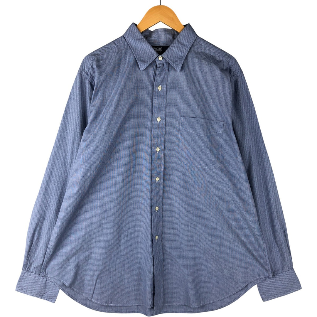 Ralph Lauren POLO by Ralph Lauren ANDREW Long Sleeve Cotton Check Shirt Men's XL cotton Blue type light blue Vintage Second Hand
