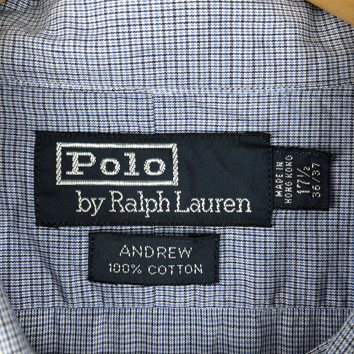 Ralph Lauren POLO by Ralph Lauren ANDREW Long Sleeve Cotton Check Shirt Men's XL cotton Blue type light blue Vintage Second Hand