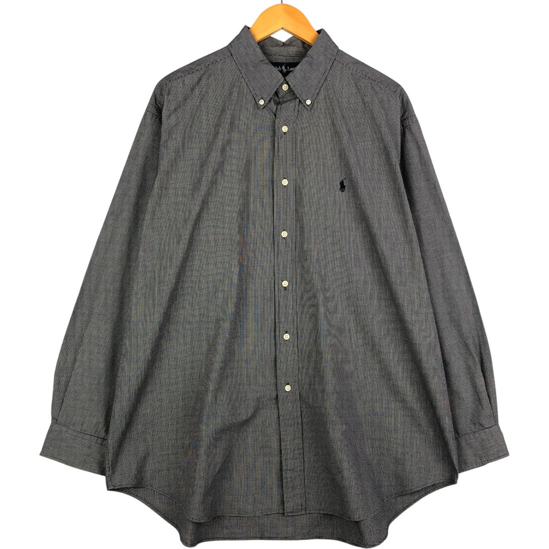 Ralph Lauren BLAIRE long sleeve button down check shirt, men's XL size cotton black type Vintage Second Hand