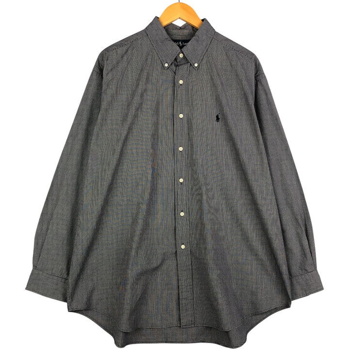 Ralph Lauren BLAIRE long sleeve button down check shirt, men's XL size cotton black type Vintage Second Hand