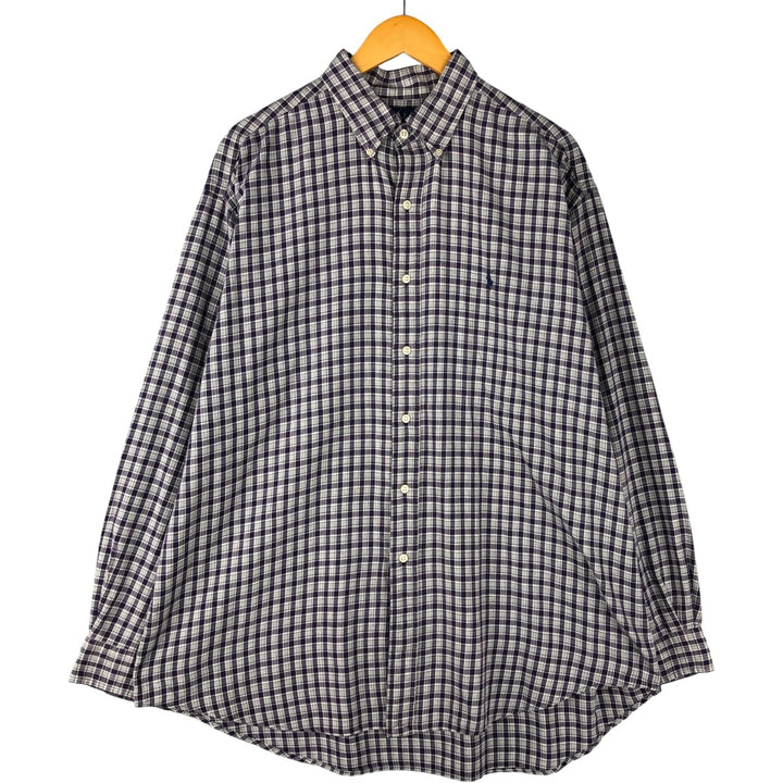 Ralph Lauren BLAKE long sleeve button down check shirt, men's XL size cotton purple type Vintage Second Hand