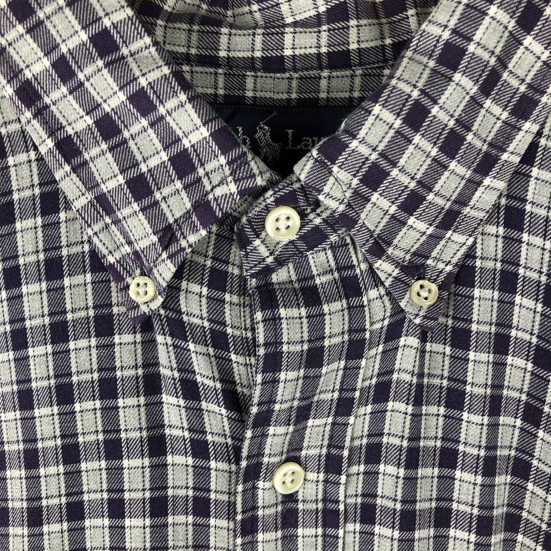 Ralph Lauren BLAKE long sleeve button down check shirt, men's XL size cotton purple type Vintage Second Hand