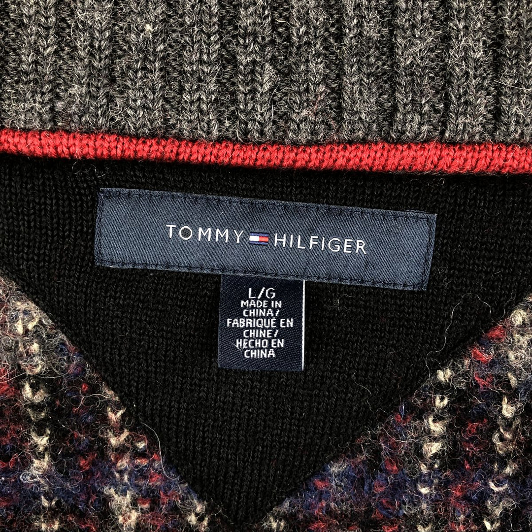 Tommy Hilfiger Driver's Knit Sweater, Men's Size L wool Charcoal Vintage Second Hand