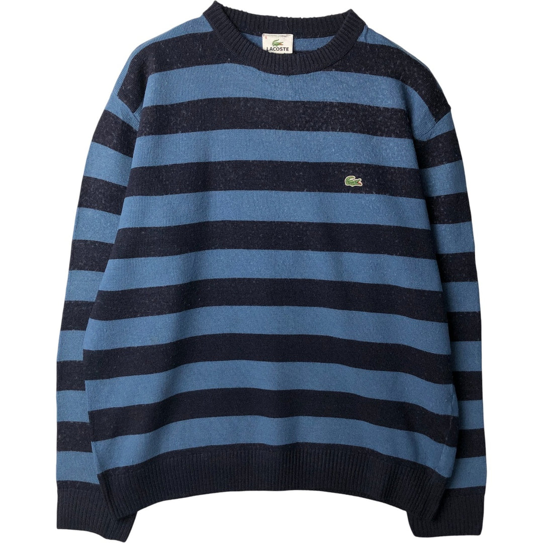 Lacoste Striped Wool Knit Sweater, Size 6, Men's XL wool Blue type light blue Vintage Second Hand