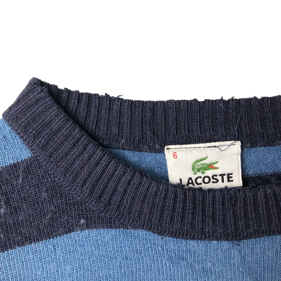 Lacoste Striped Wool Knit Sweater, Size 6, Men's XL wool Blue type light blue Vintage Second Hand