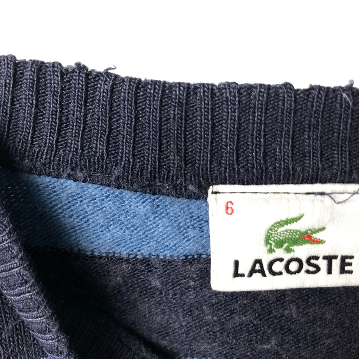 Lacoste Striped Wool Knit Sweater, Size 6, Men's XL wool Blue type light blue Vintage Second Hand