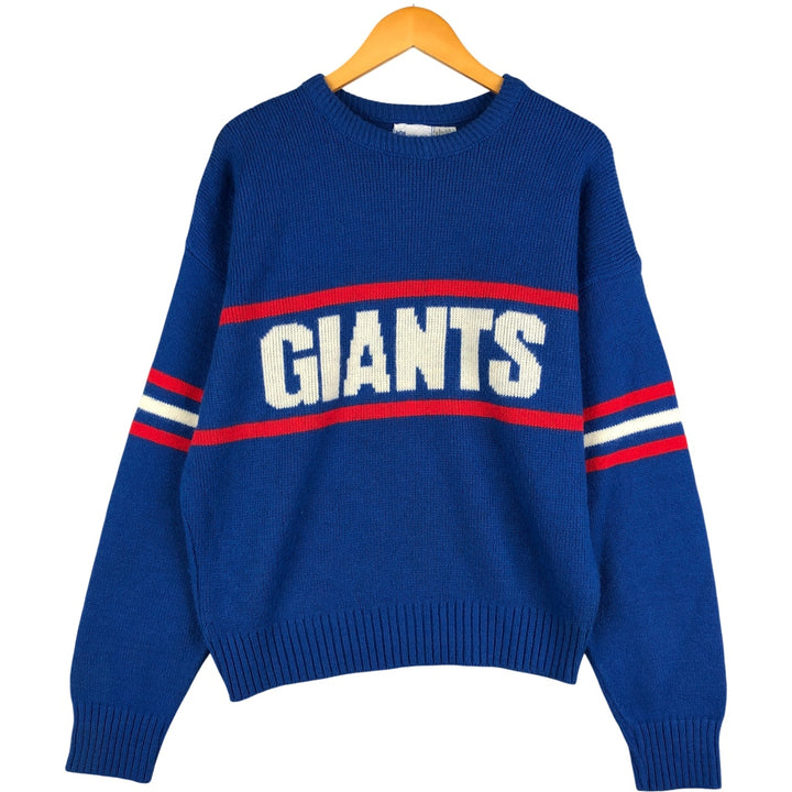 Vintage 1980'S NFL New York Giants acrylic knit sweater, made in the USA, size L, men's Orlon blue type Vintage Second Hand