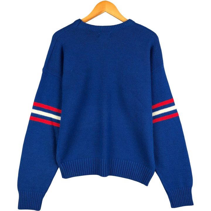 Vintage 1980'S NFL New York Giants acrylic knit sweater, made in the USA, size L, men's Orlon blue type Vintage Second Hand