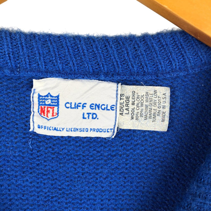 Vintage 1980'S NFL New York Giants acrylic knit sweater, made in the USA, size L, men's Orlon blue type Vintage Second Hand