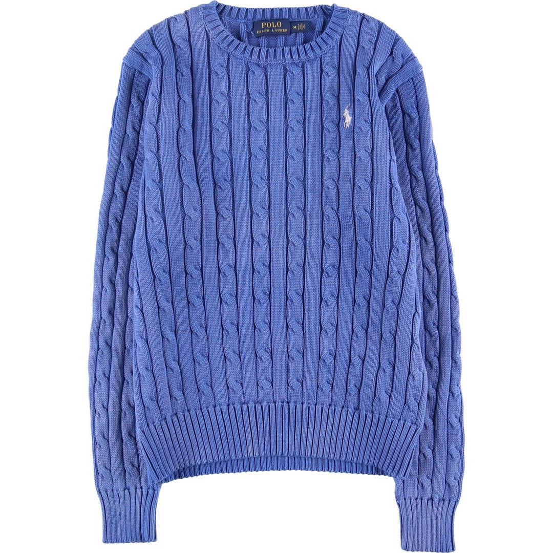 Ralph Lauren POLO RALPH LAUREN cable knit cotton sweater, women's size M cotton blue type Vintage Second Hand
