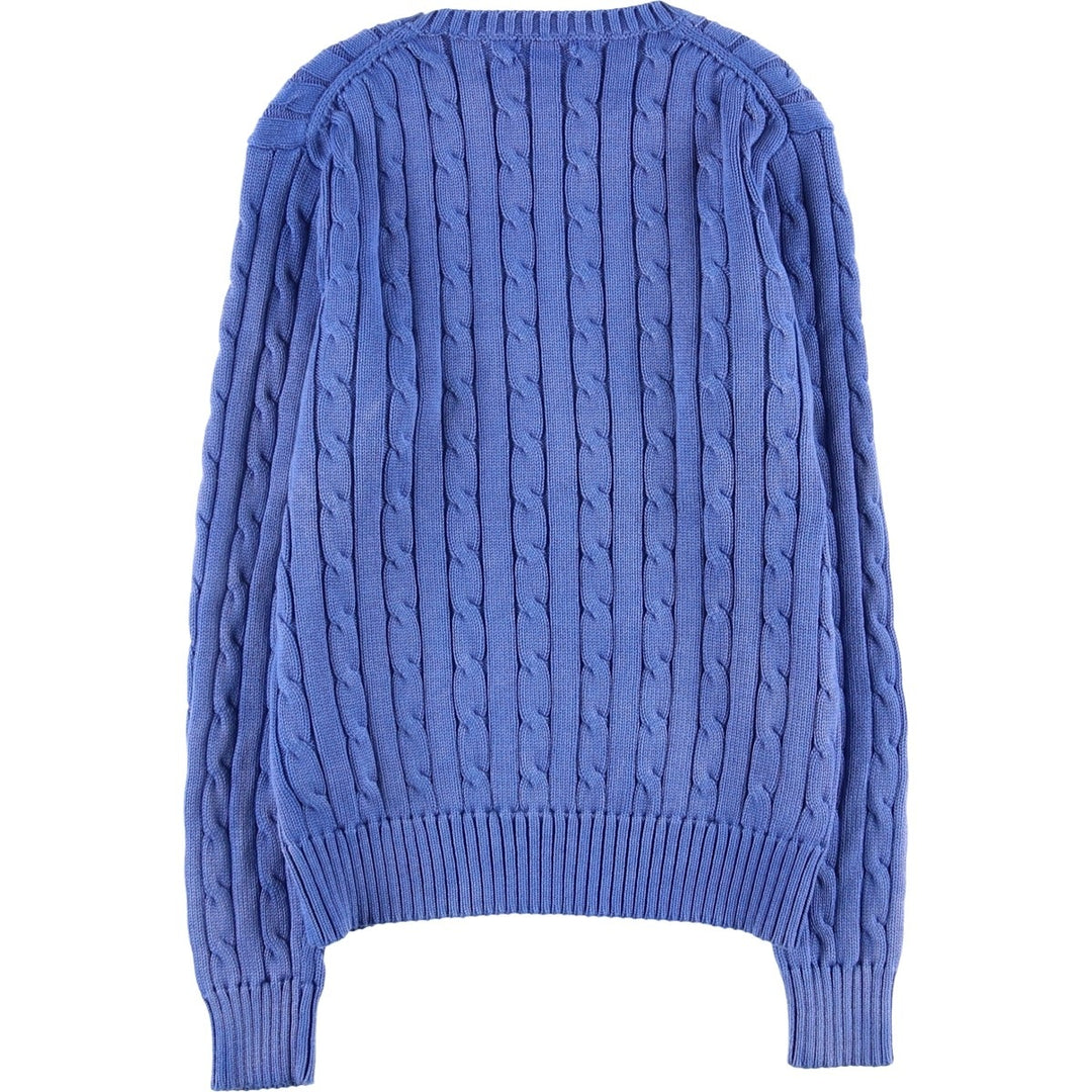 Ralph Lauren POLO RALPH LAUREN cable knit cotton sweater, women's size M cotton blue type Vintage Second Hand