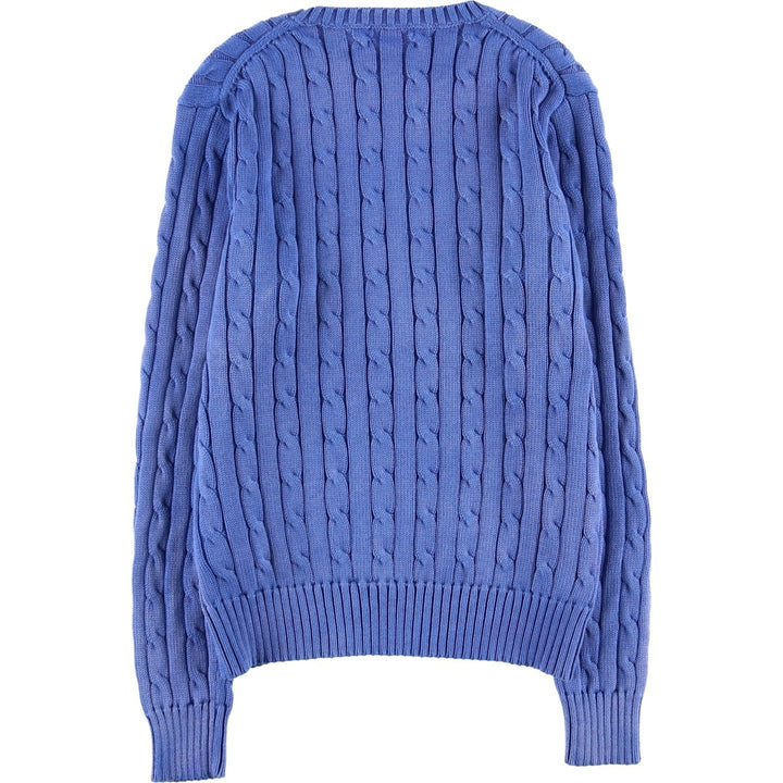 Ralph Lauren POLO RALPH LAUREN cable knit cotton sweater, women's size M cotton blue type Vintage Second Hand