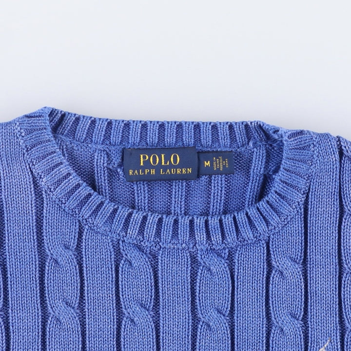 Ralph Lauren POLO RALPH LAUREN cable knit cotton sweater, women's size M cotton blue type Vintage Second Hand