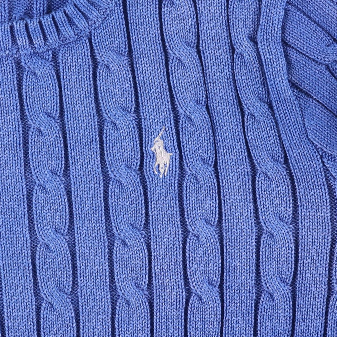 Ralph Lauren POLO RALPH LAUREN cable knit cotton sweater, women's size M cotton blue type Vintage Second Hand
