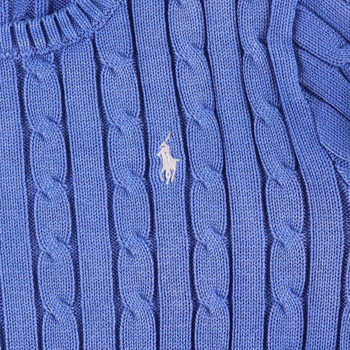 Ralph Lauren POLO RALPH LAUREN cable knit cotton sweater, women's size M cotton blue type Vintage Second Hand