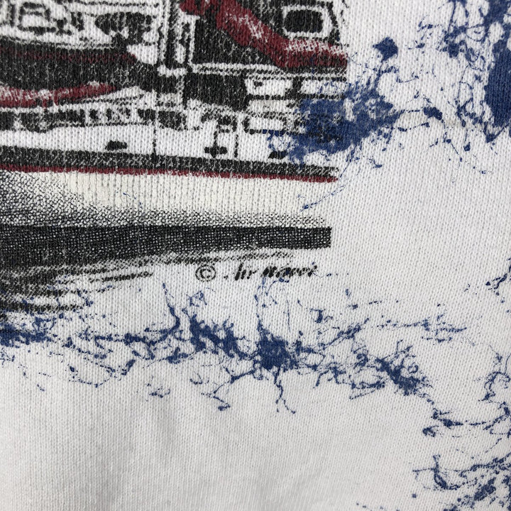 90s-00'S Pelican Pattern Hanes ACTIVEWEAR All-Over Animal Print Sweatshirt, Men's Size L cotton white type Vintage Second Hand