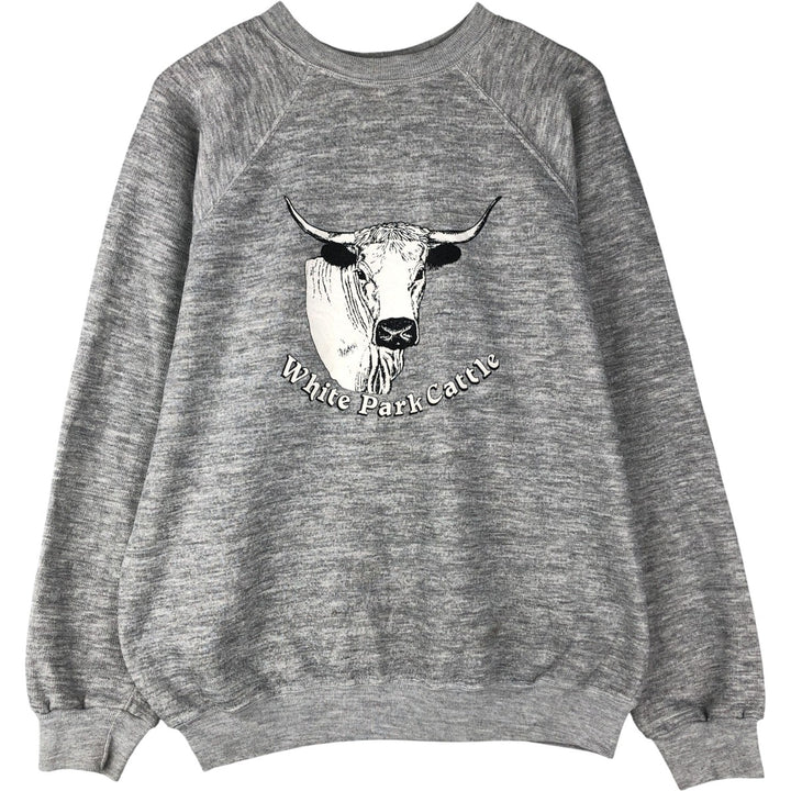 Vintage SPRINTPRINT White Park Cow Animal Pattern Sweatshirt, Made in the UK, Men's XL cotton gray type Vintage Second Hand