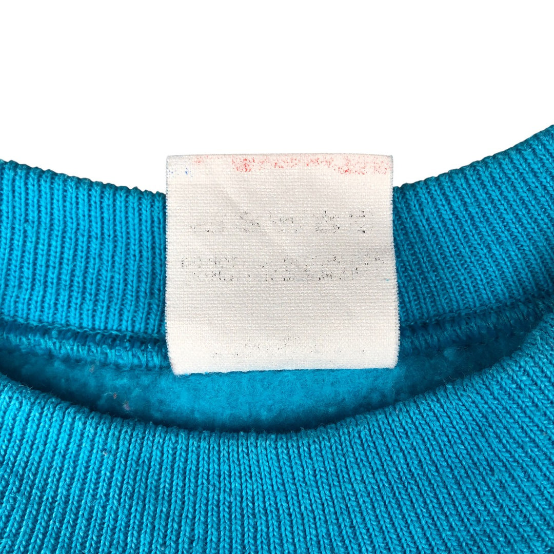 Dog print animal sweatshirt, trainer, men's size L unclear turquoise blue Vintage Second Hand