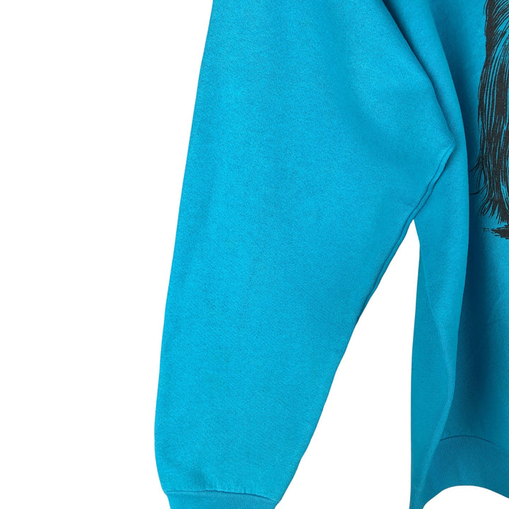 Dog print animal sweatshirt, trainer, men's size L unclear turquoise blue Vintage Second Hand