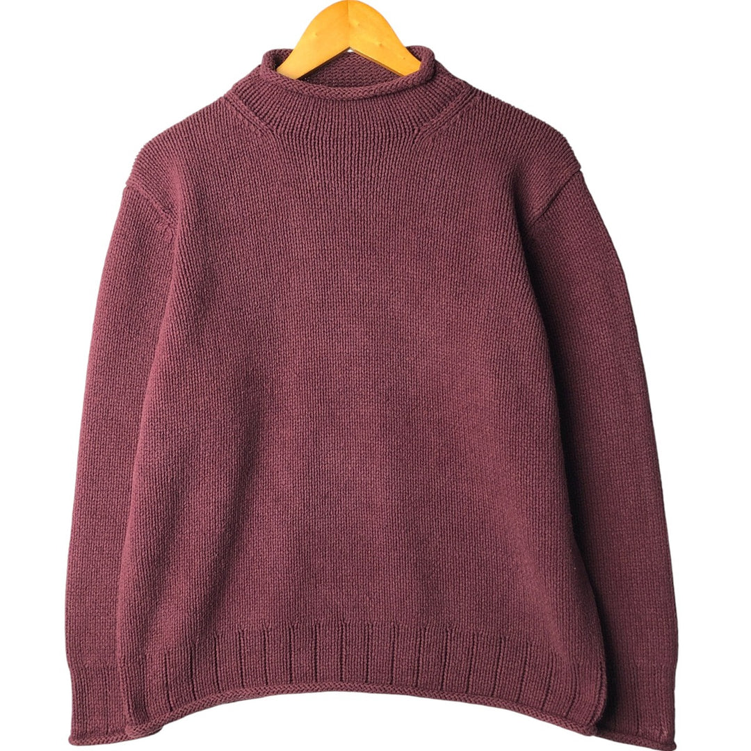 90s-00'S LLBean Roll Neck Silk and Cotton Knit Sweater, Women's Size XL, Vintage silk Purple type red-purple Vintage Second Hand