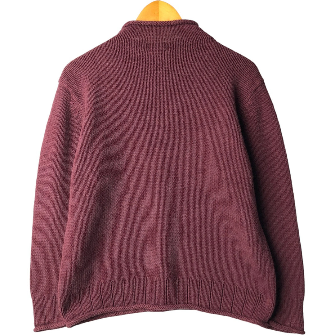 90s-00'S LLBean Roll Neck Silk and Cotton Knit Sweater, Women's Size XL, Vintage silk Purple type red-purple Vintage Second Hand