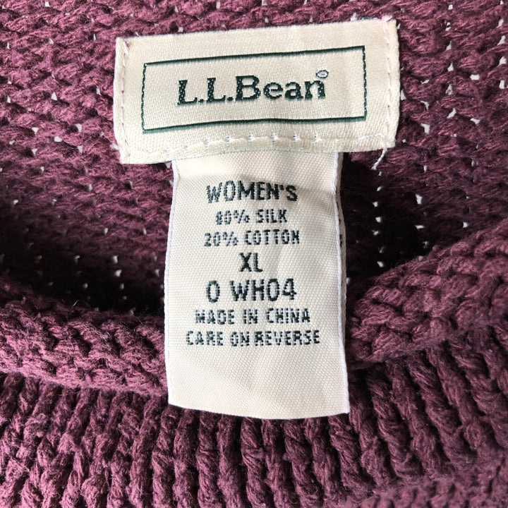 90s-00'S LLBean Roll Neck Silk and Cotton Knit Sweater, Women's Size XL, Vintage silk Purple type red-purple Vintage Second Hand