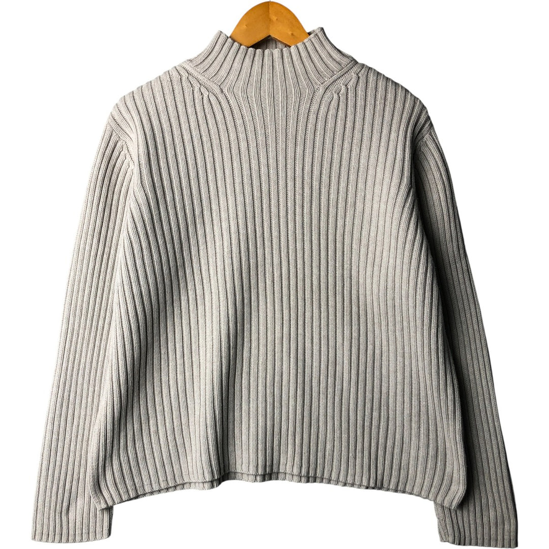 Ralph Lauren LAUREN high-neck ribbed cotton knit sweater, women's size L cotton gray type Vintage Second Hand
