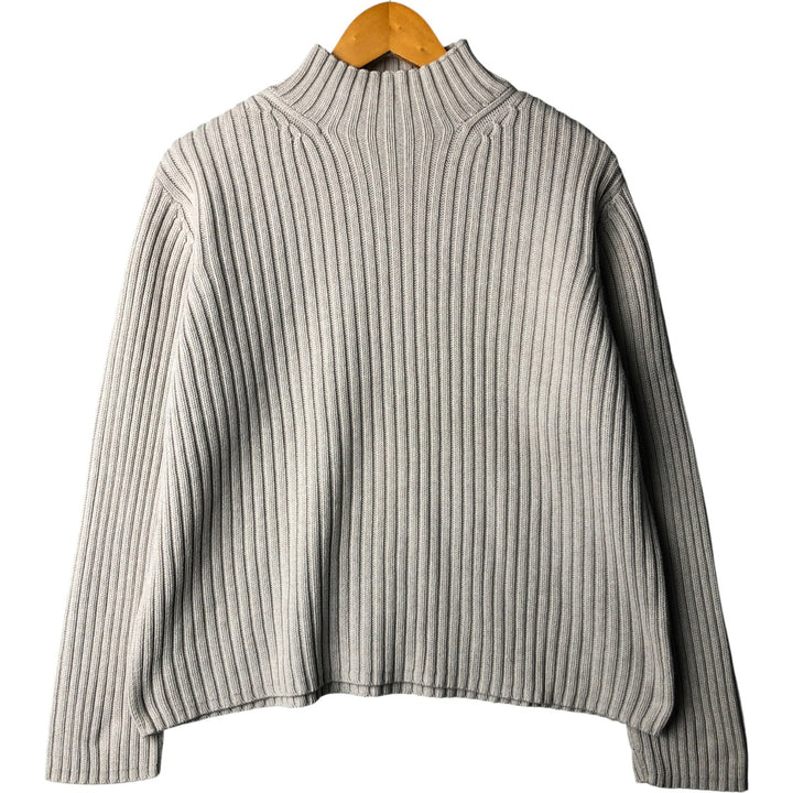 Ralph Lauren LAUREN high-neck ribbed cotton knit sweater, women's size L cotton gray type Vintage Second Hand
