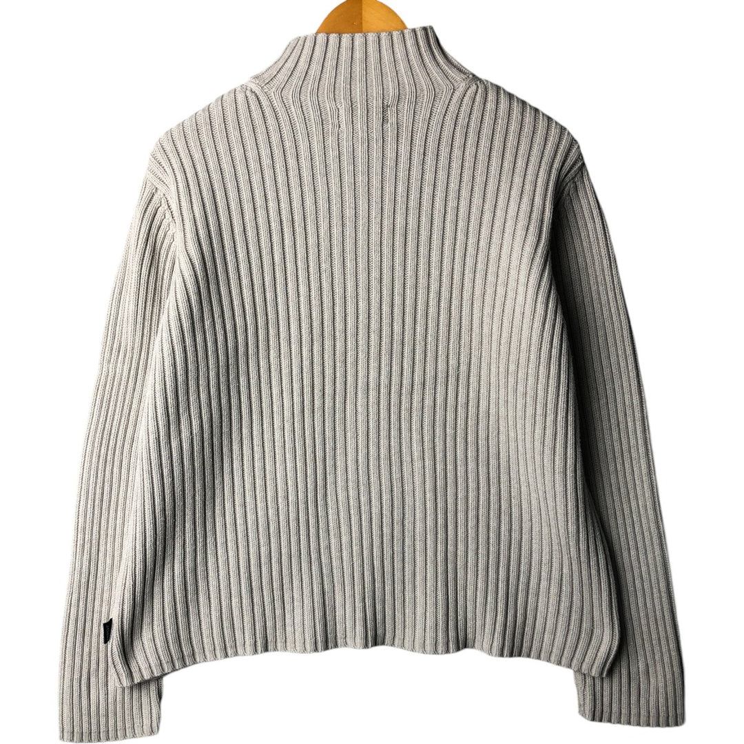 Ralph Lauren LAUREN high-neck ribbed cotton knit sweater, women's size L cotton gray type Vintage Second Hand