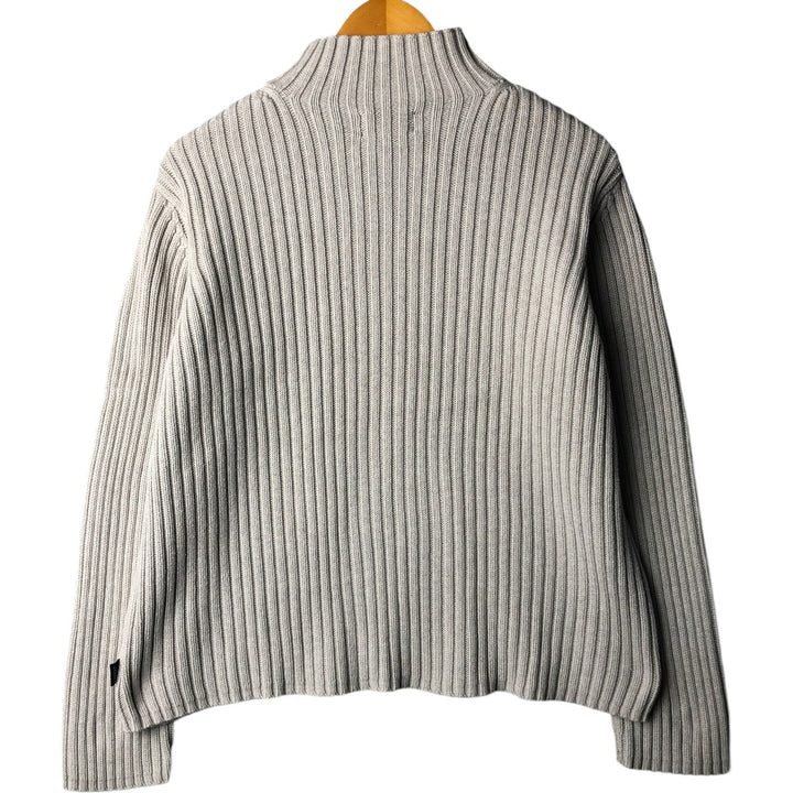 Ralph Lauren LAUREN high-neck ribbed cotton knit sweater, women's size L cotton gray type Vintage Second Hand