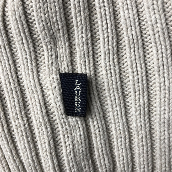 Ralph Lauren LAUREN high-neck ribbed cotton knit sweater, women's size L cotton gray type Vintage Second Hand