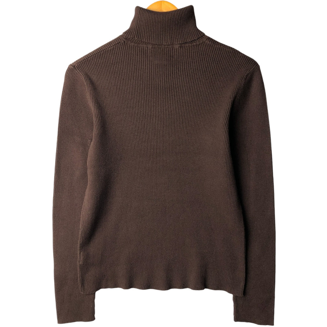 Ralph Lauren LAUREN Lauren Ribbed Turtleneck Cotton Knit Sweater Women's Size L cotton brown type Vintage Second Hand