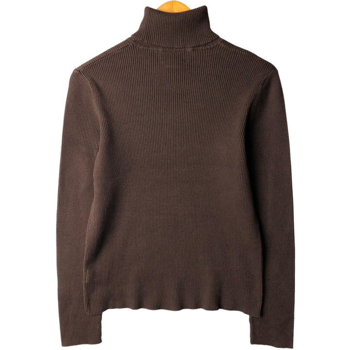 Ralph Lauren LAUREN Lauren Ribbed Turtleneck Cotton Knit Sweater Women's Size L cotton brown type Vintage Second Hand