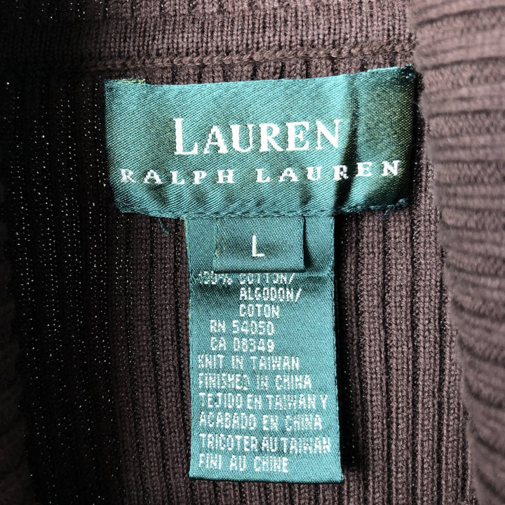 Ralph Lauren LAUREN Lauren Ribbed Turtleneck Cotton Knit Sweater Women's Size L cotton brown type Vintage Second Hand