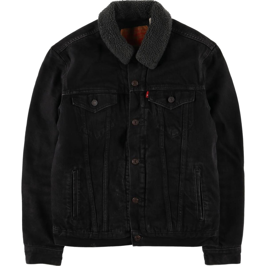 Levi's Black Denim Boa Jacket, Men's Size M cotton black type Vintage Second Hand