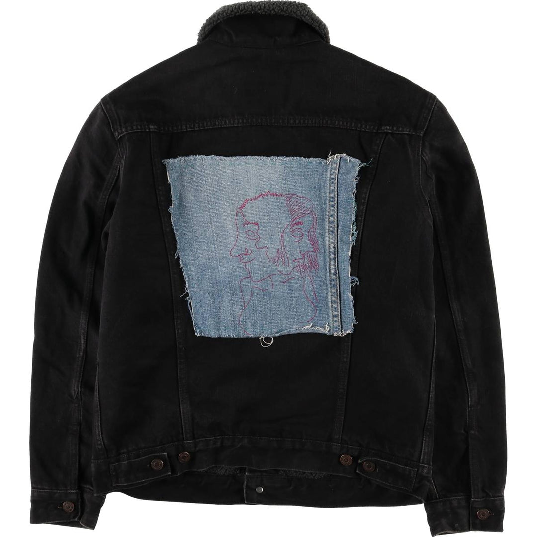 Levi's Black Denim Boa Jacket, Men's Size M cotton black type Vintage Second Hand