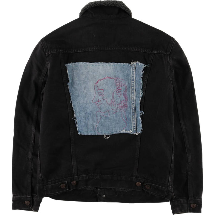 Levi's Black Denim Boa Jacket, Men's Size M cotton black type Vintage Second Hand