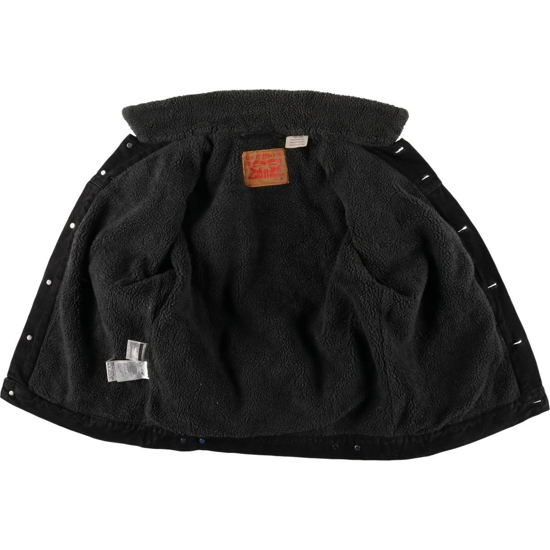 Levi's Black Denim Boa Jacket, Men's Size M cotton black type Vintage Second Hand