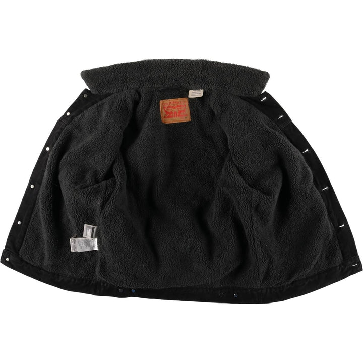 Levi's Black Denim Boa Jacket, Men's Size M cotton black type Vintage Second Hand