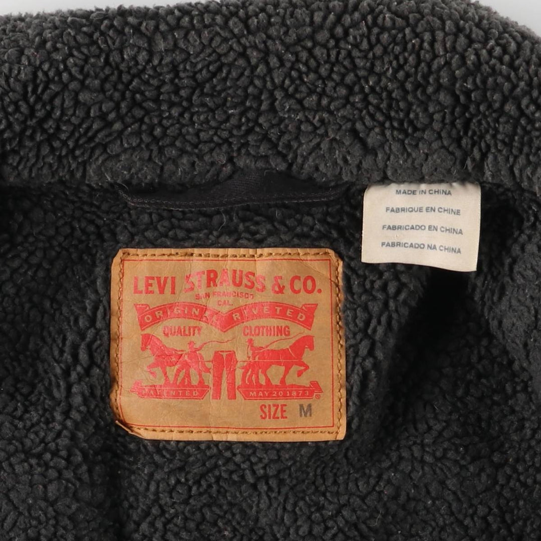 Levi's Black Denim Boa Jacket, Men's Size M cotton black type Vintage Second Hand