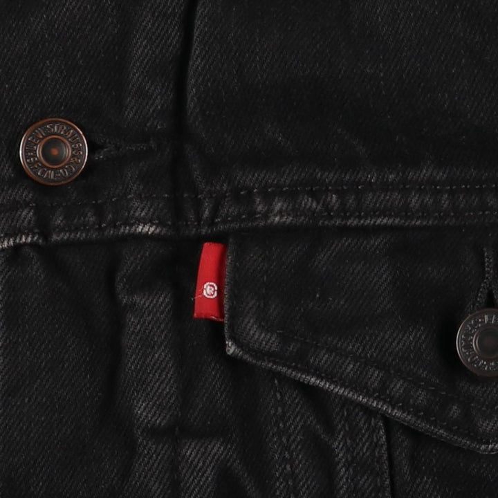 Levi's Black Denim Boa Jacket, Men's Size M cotton black type Vintage Second Hand