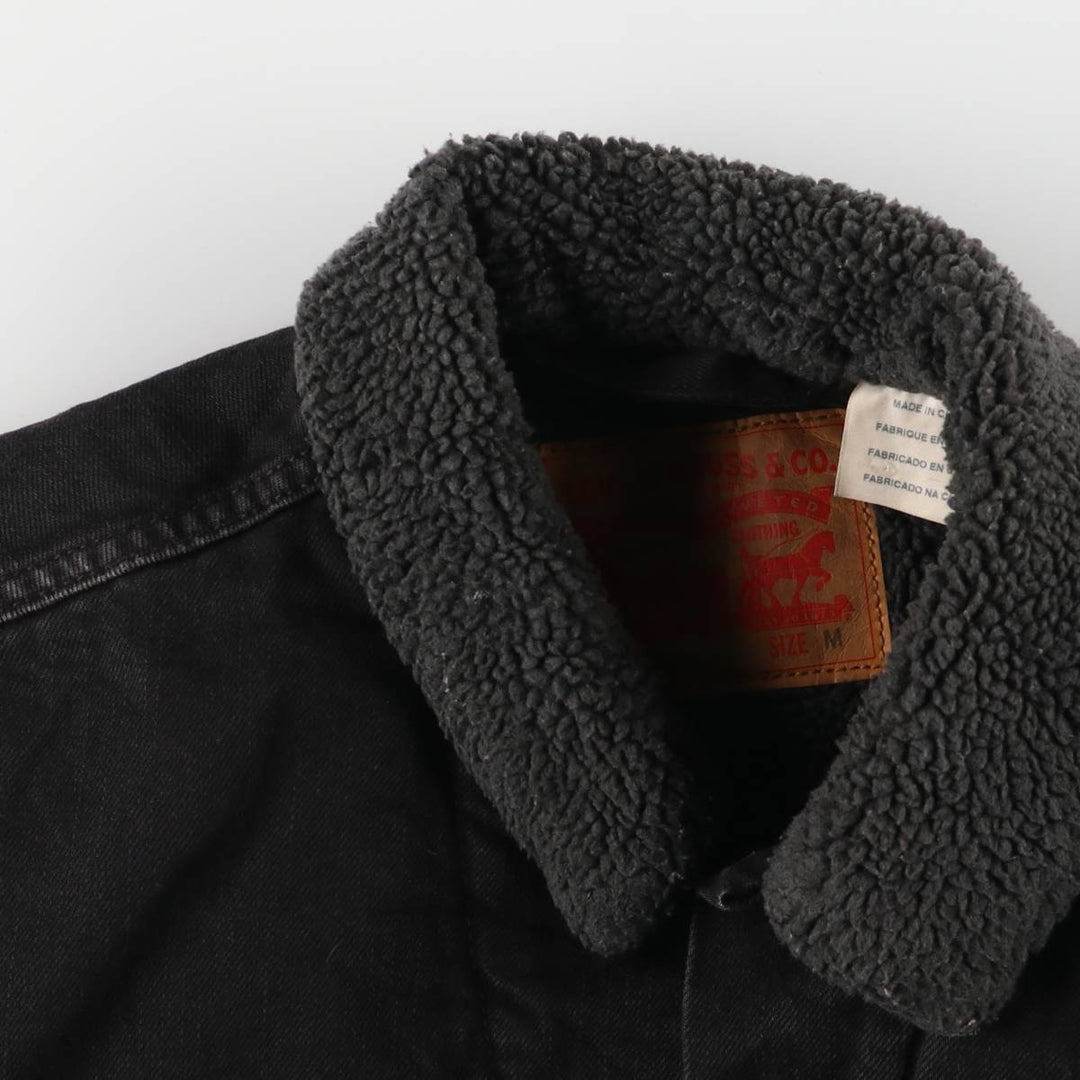 Levi's Black Denim Boa Jacket, Men's Size M cotton black type Vintage Second Hand