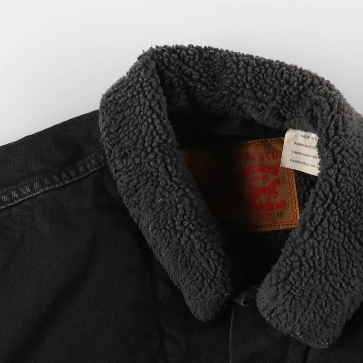Levi's Black Denim Boa Jacket, Men's Size M cotton black type Vintage Second Hand