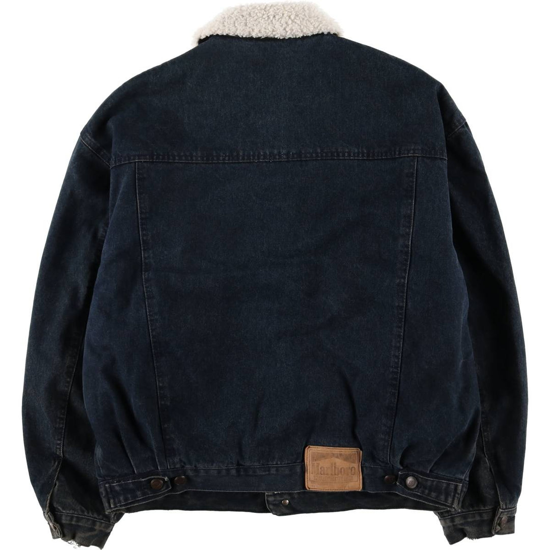 Marlboro Leisure Wear Black Denim Boa Jacket, Men's Size XL, Vintage cotton black type Vintage Second Hand