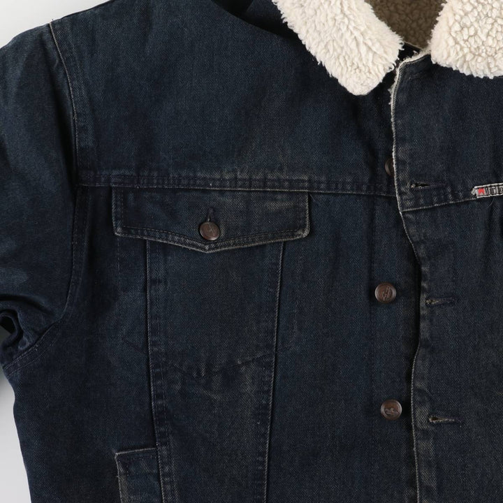 Marlboro Leisure Wear Black Denim Boa Jacket, Men's Size XL, Vintage cotton black type Vintage Second Hand